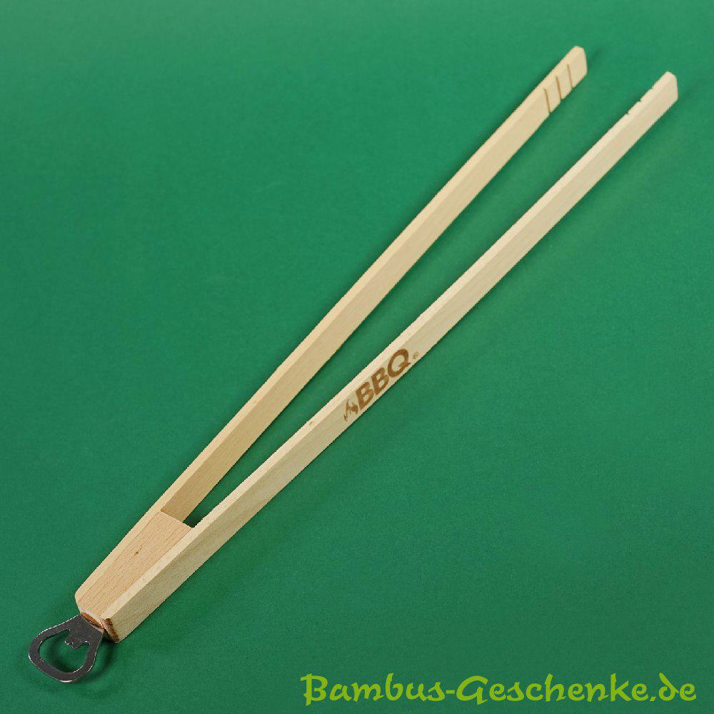 Grillzange aus Holz mit Flaschen&ouml;ffner