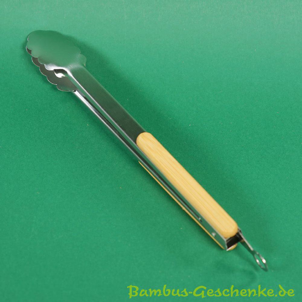 Grillzange mit Bambusgriffschalen