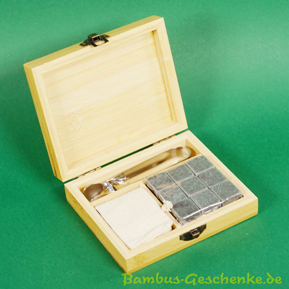 Eisw&uuml;rfel-Set in Bambus-Box